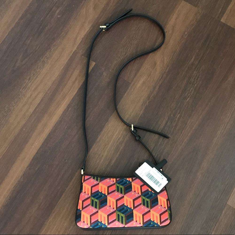 MCM Mini Cubic Logo Jacquard Shoulder Bag NWT 100% Authentic - Picture 3 of 13